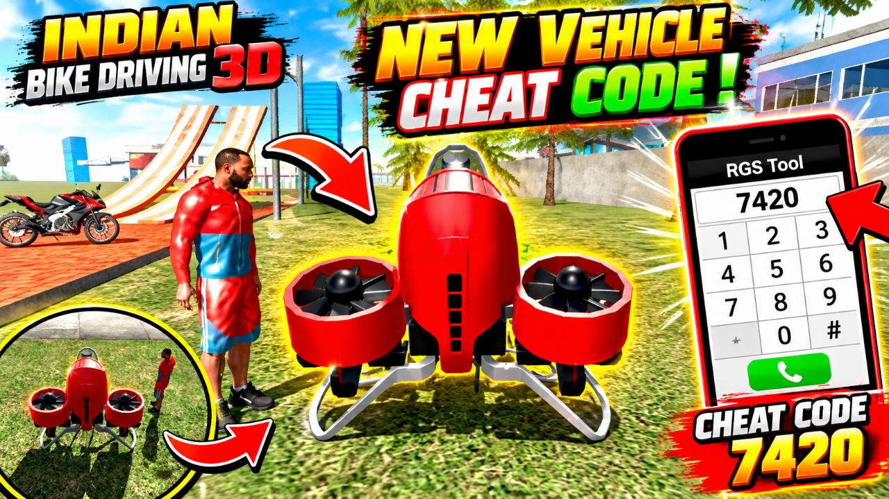 NEW Flying Vehicle Cheat Code 7420 😱🚀 | Indian Bike Driving 3D | IBD3D | TheDarkFang Gaming