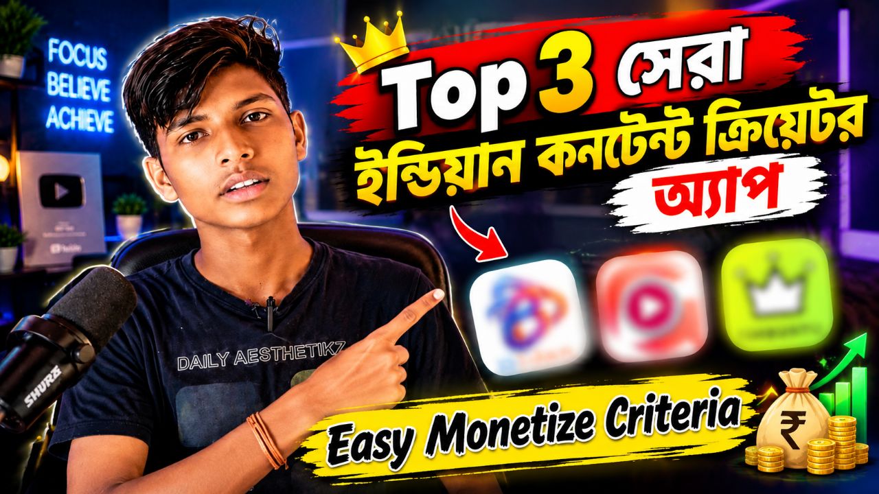 Top 3 সেরা Indian Content Creator Apps 🔥 | Easy Monetize Criteria | নতুন Creators দের জন্য