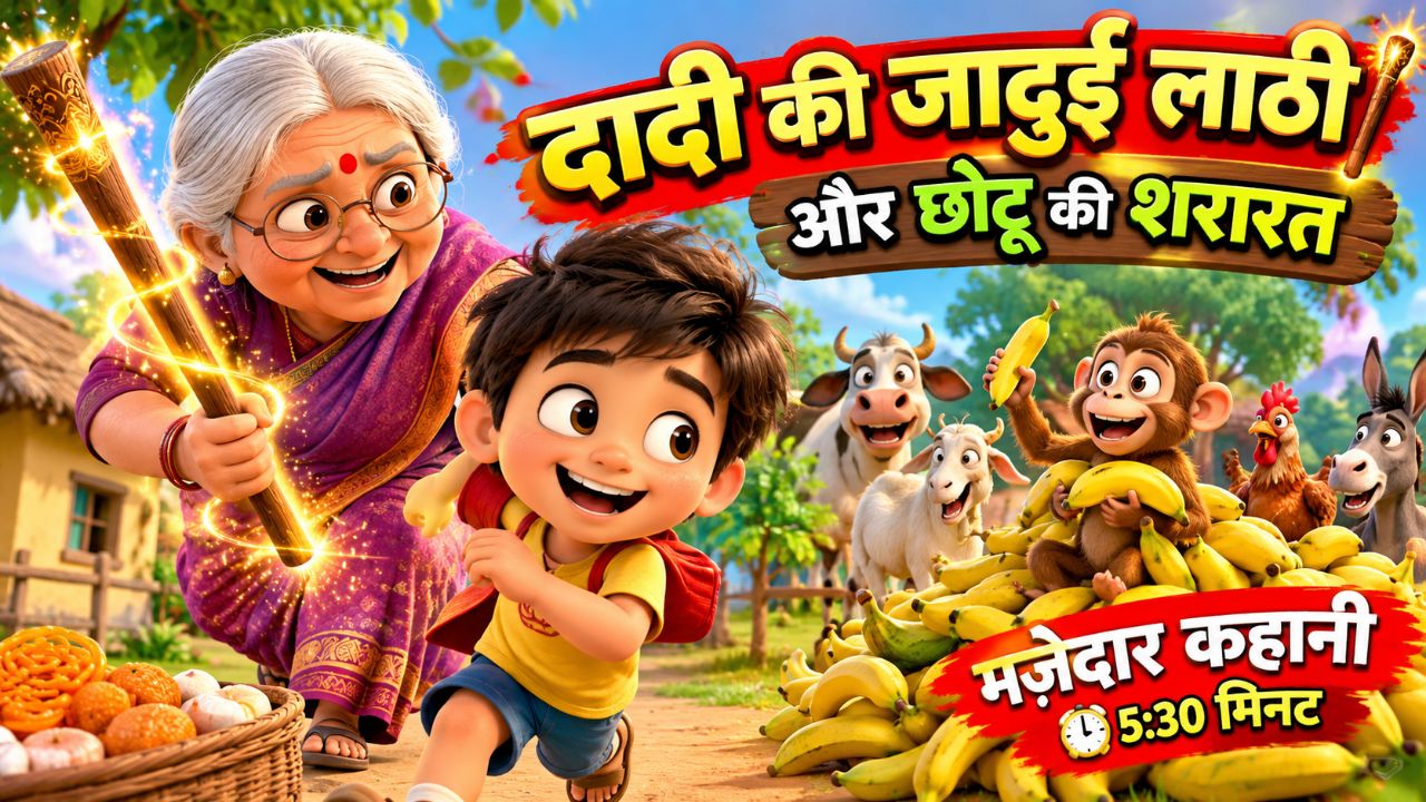 दादी की जादुई लाठी और छोटू की शरारत 😂 | मजेदार 3D कार्टून कहानी | Hindi Cartoon Story
