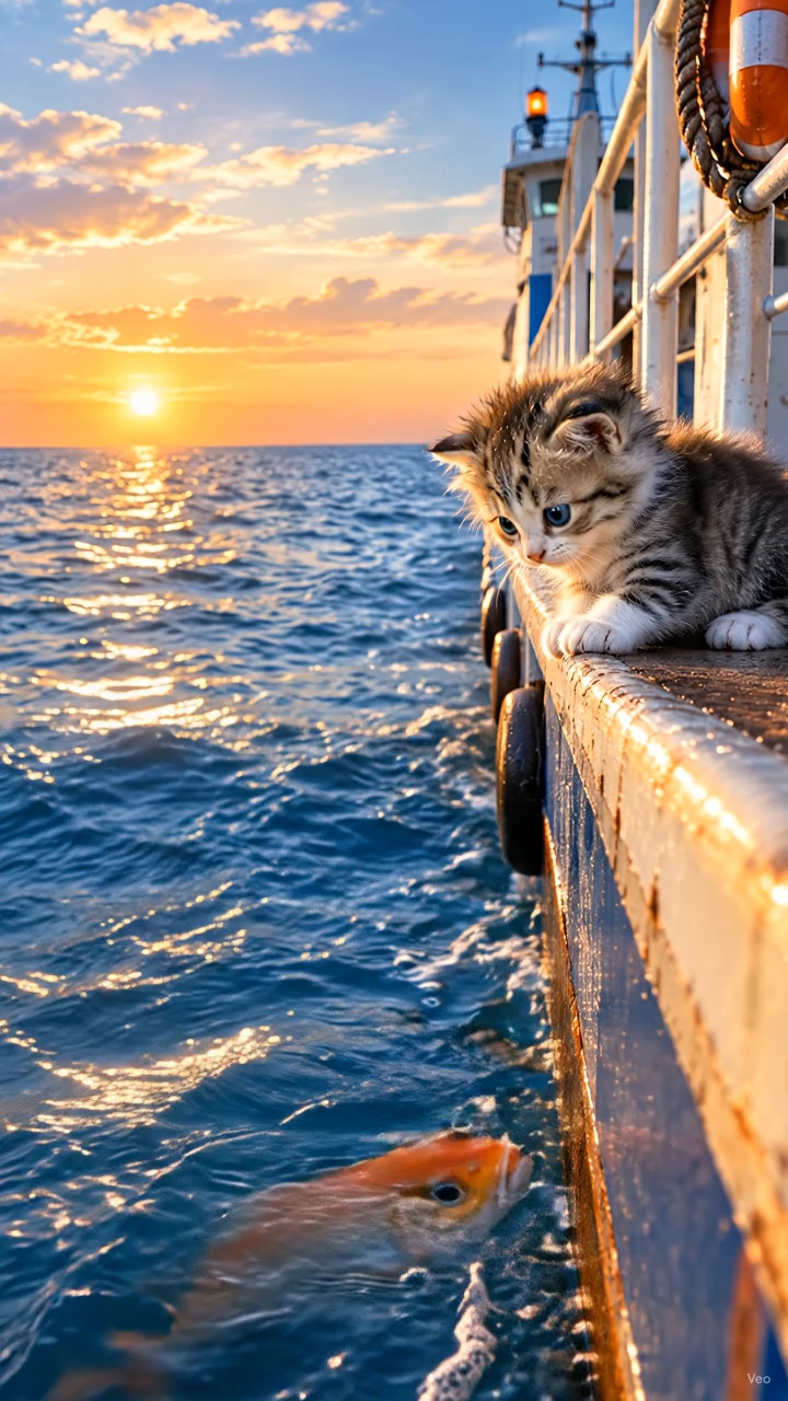 Kitten cat save the fish🐠🐋🐟