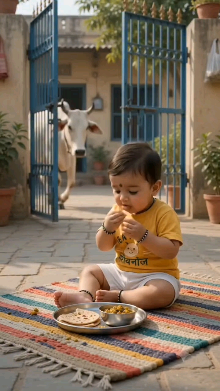 Bacha our gau mata😍❤️‍🩹 ka pyar 🥰🥰