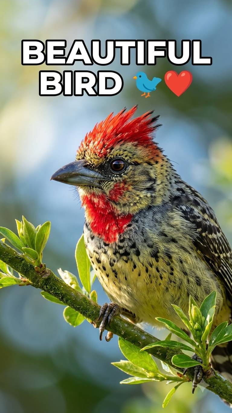 The Beautiful Red-Crested Bird 🐦❤️ | Stunning Wildlife Moment