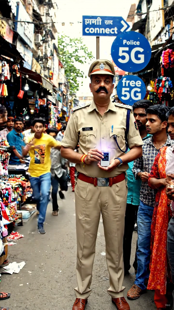 मुफ़्त 5G चाहिए था… पुलिस अंकल ने चाय पकड़ा दी! 😂📶🚔☕🔄