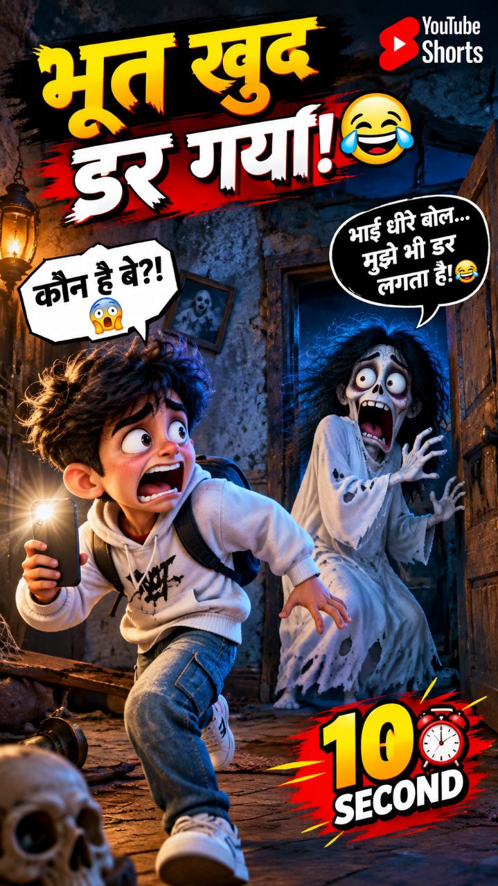👻😂 भूत खुद डर गया! | Horror Funny Video 🤣 | #Shorts