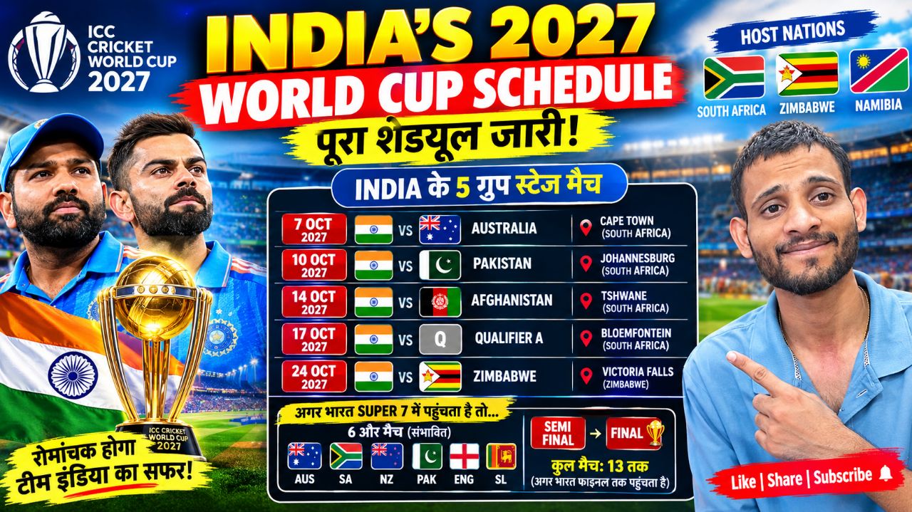 INDIA’S 2027 WORLD CUP SCHEDULE OUT 🇮🇳🔥 | India vs Australia, Pakistan, Afghanistan & Zimbabwe |