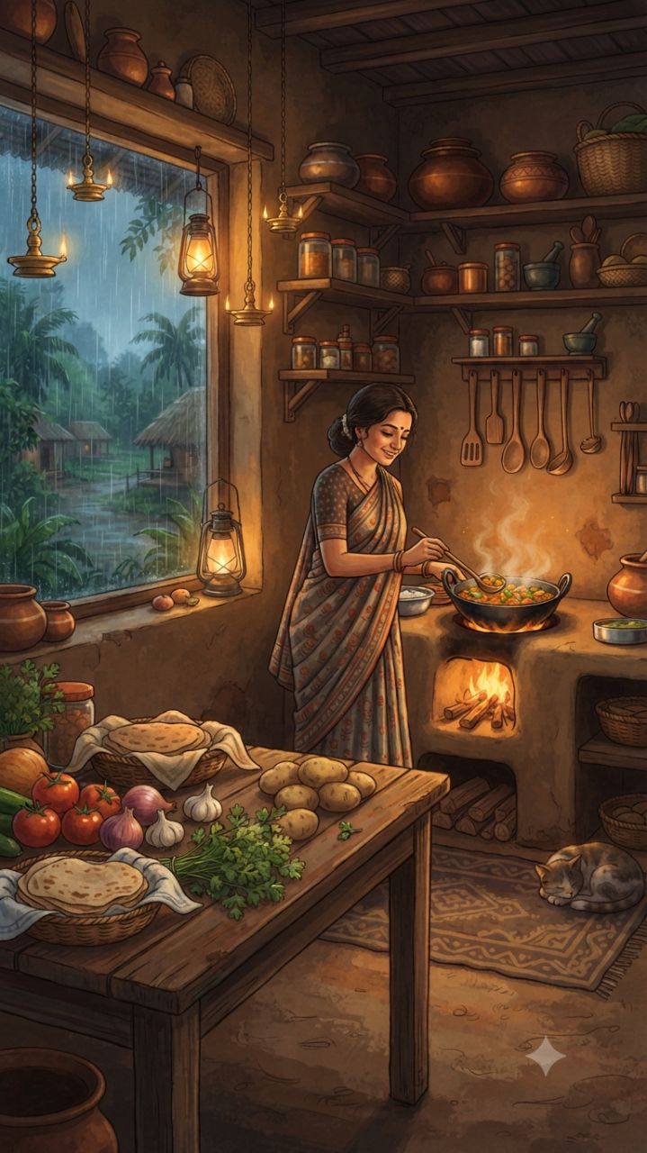 बारिश में Ghibli Kitchen का जादू 🌧️🍳 | Nature, Cooking & Cozy Monsoon Vibes
