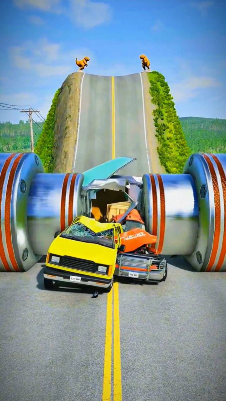 😱 Can Cars Survive The Chain Crush Ramp? 🚗💥 #shorts #gaming