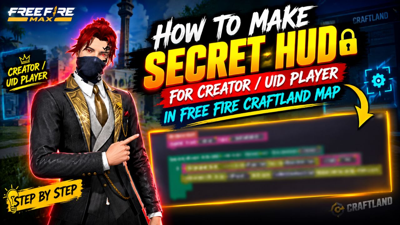 How To Make SECRET HUD For Creator/UID Player in Free Fire Craftland Map 🔥