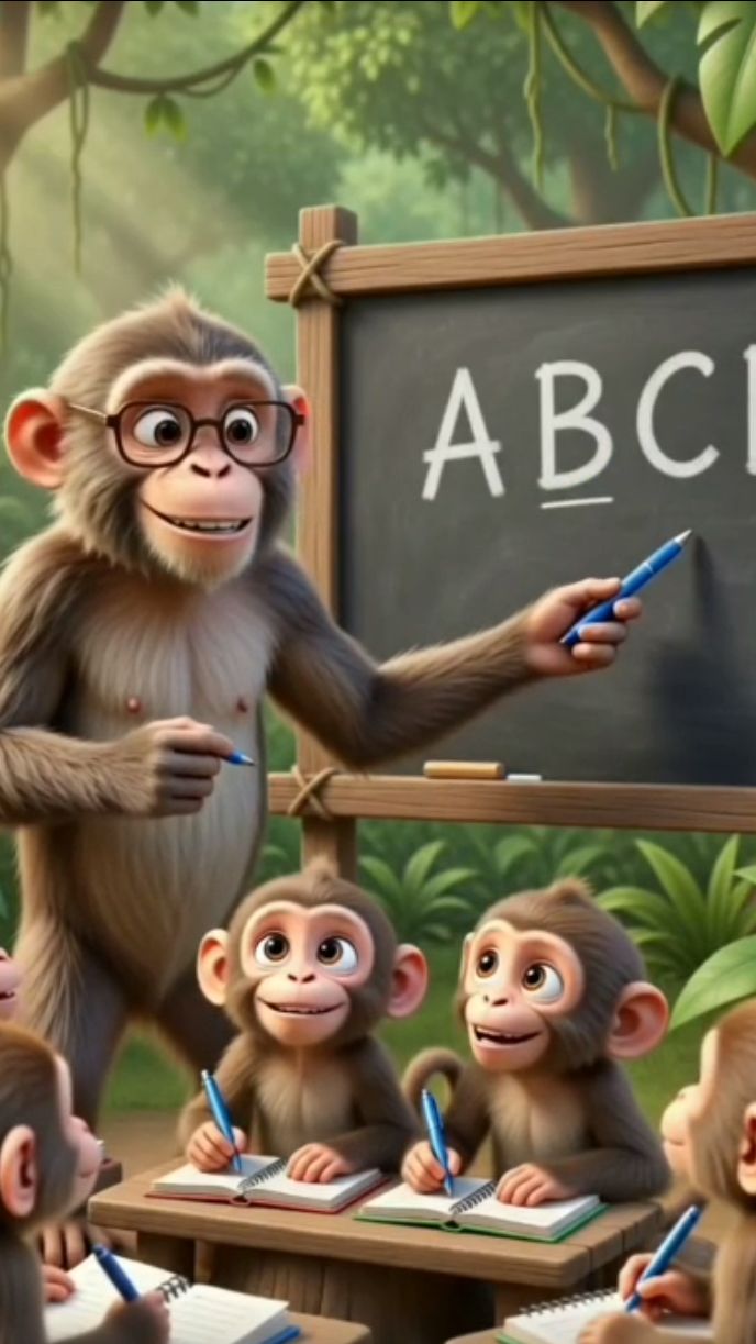 🐒📚 बंदर मास्टर ने बच्चों को सिखाया ABCD 😍 | Funny Monkey Cartoon Story | KP Cartoon TV