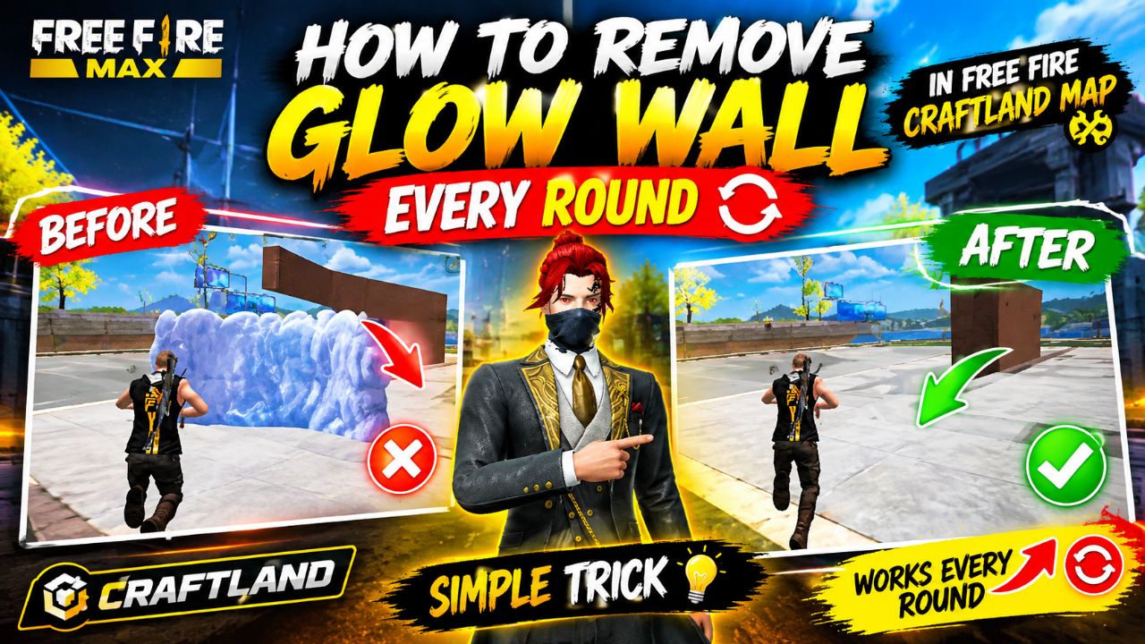 How to Remove Glow Wall Every Round in Free Fire Craftland Map 🔥