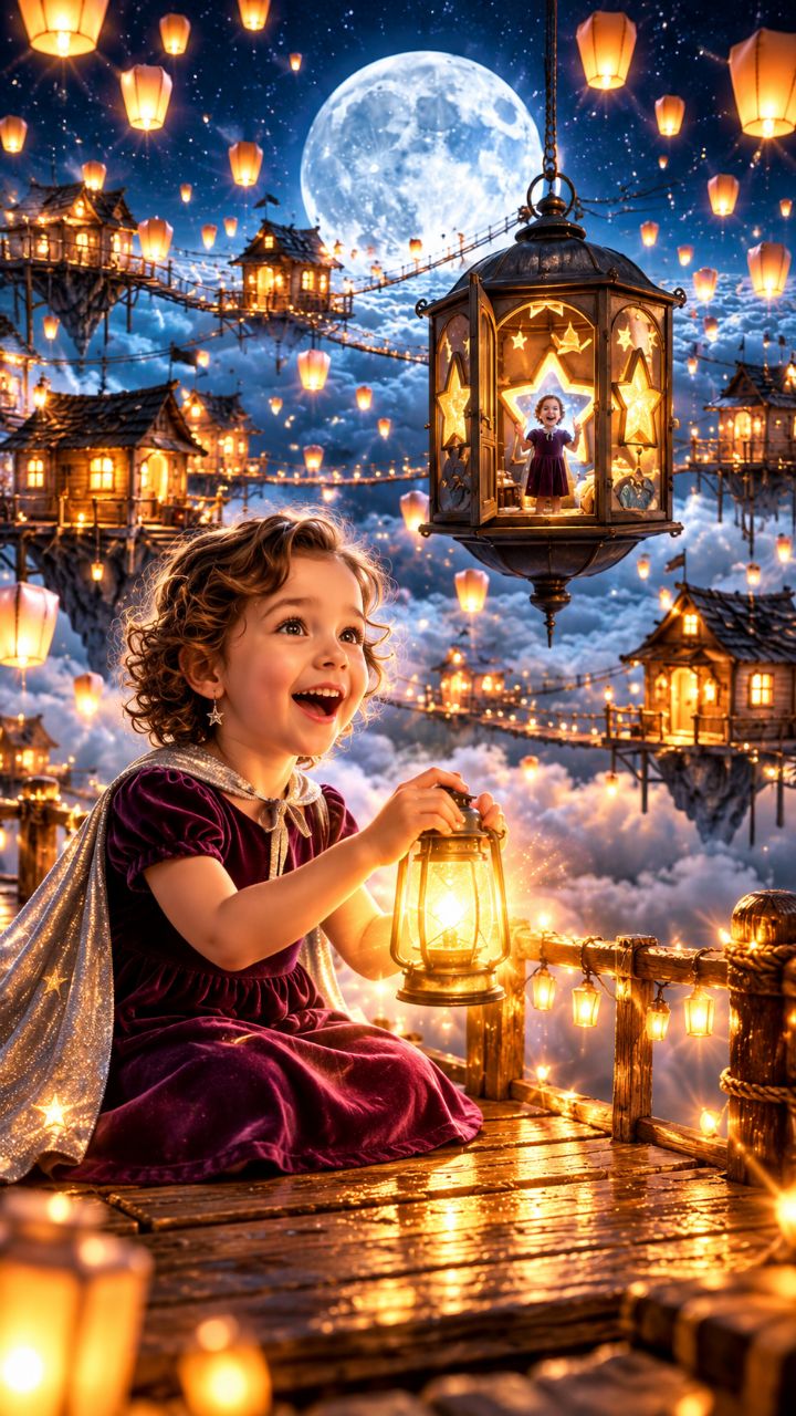 🏮✨ नन्ही बच्ची की Magical Lantern Adventure! 🌙👧☁️ | जादुई आसमान की दुनिया