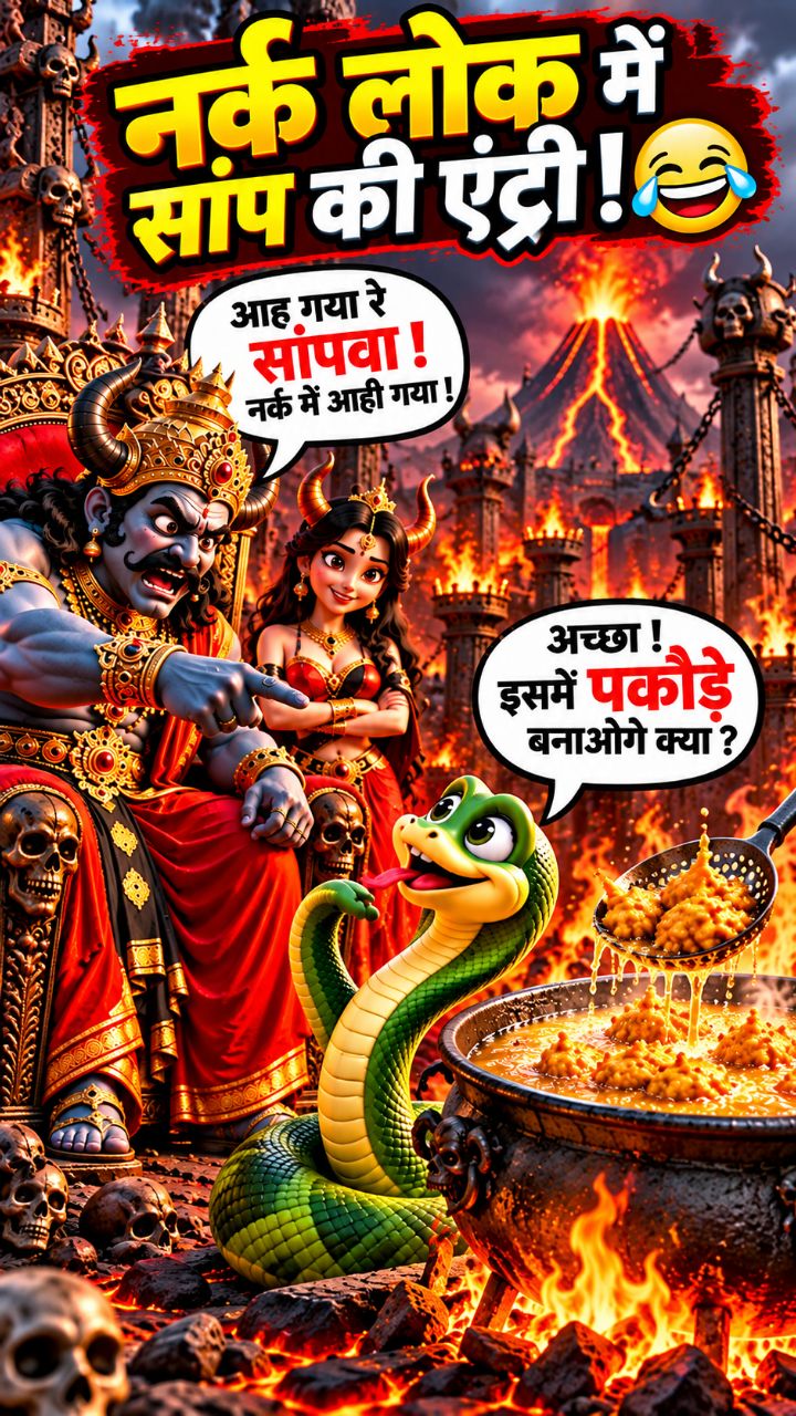 नर्क में सांप की एंट्री 😂 फिर बोला—पकौड़े बनाओगे क्या? 🐍🔥