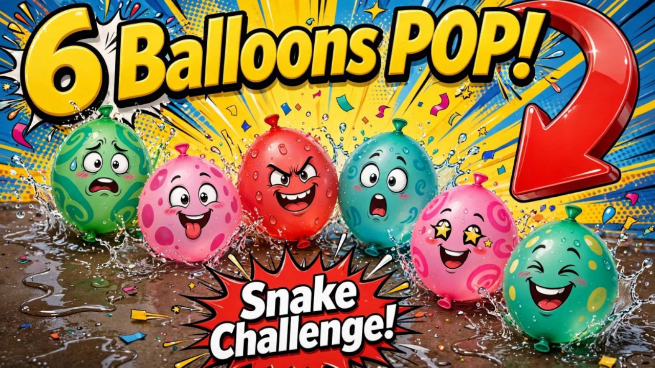 6 Balloons snake pop! Funny Line challenge #Balloonpop