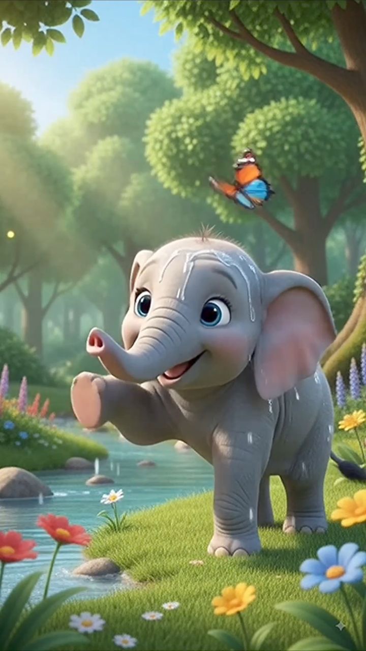 🐘 नन्हे हाथी और जादुई तितली की प्यारी कहानी! 🦋