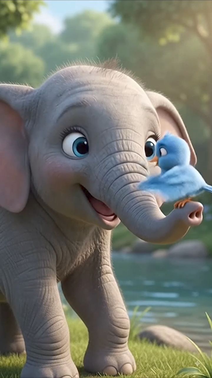 🐘 नन्हे हाथी ने बचाई चिड़िया की जान! 🐦❤️
Description: नन्हे हाथी ने मुसीब