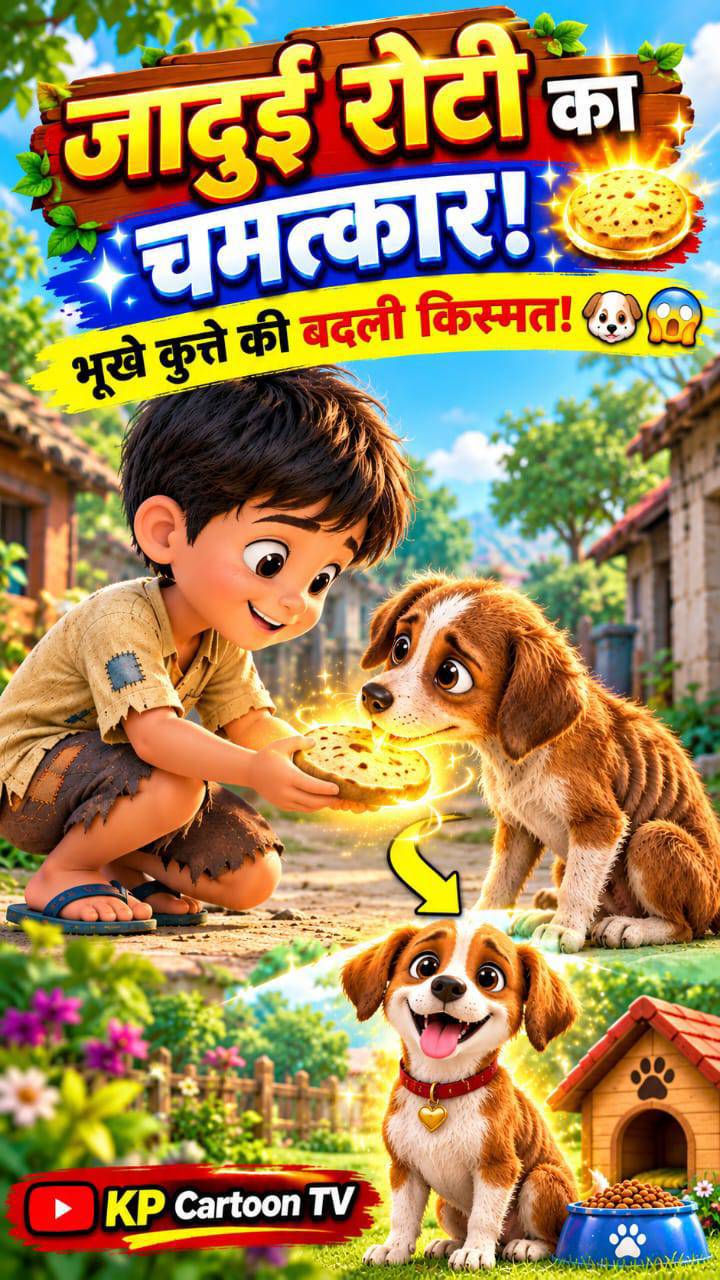 जादुई रोटी और भूखा कुत्ता 🥖🐶✨ | दिल छू लेने वाली कहानी ❤️ | Hindi Cartoon Story #Shorts