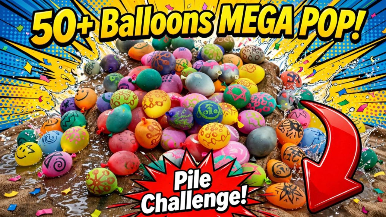 50+ Balloons Mega pop! Satisfying pile challenge #Balloonpop