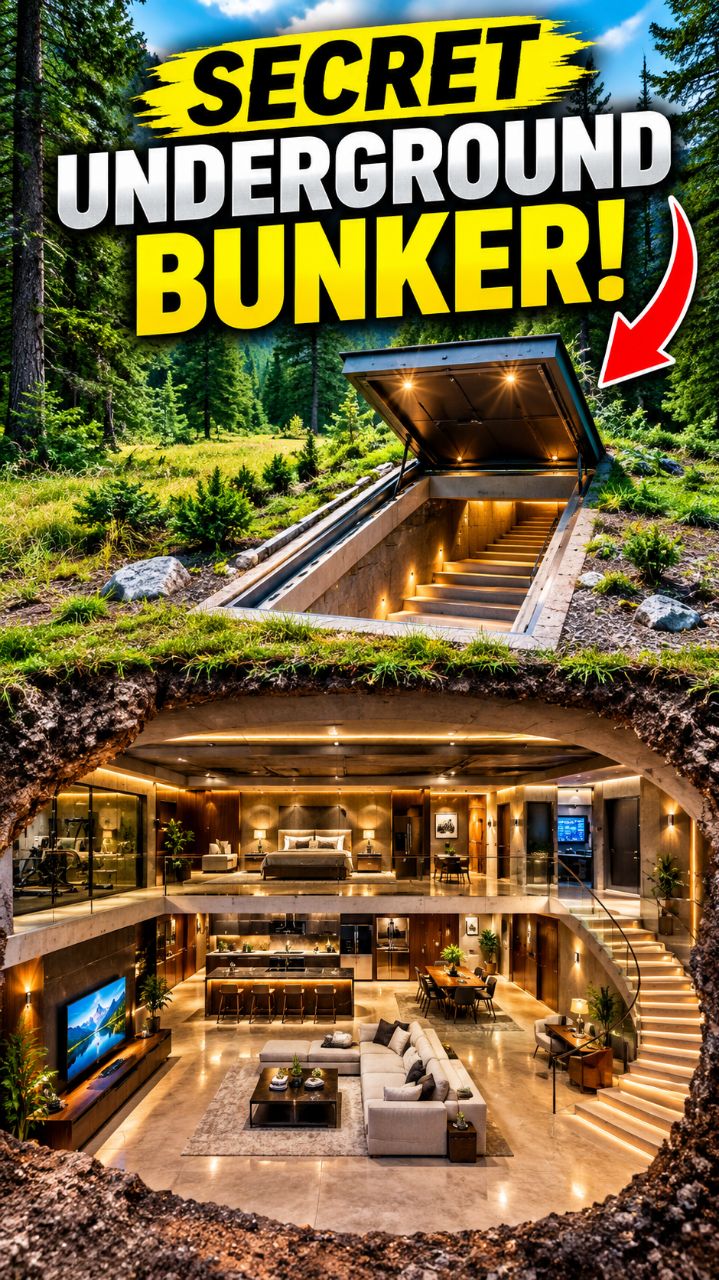 Secret Underground Bunker! 😱🌲 #Shorts