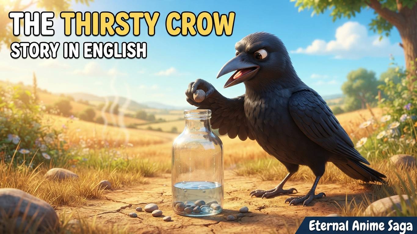 The Thirsty Crow 🐦💧 | A Beautiful Moral Story in English | Animated Story for Kids