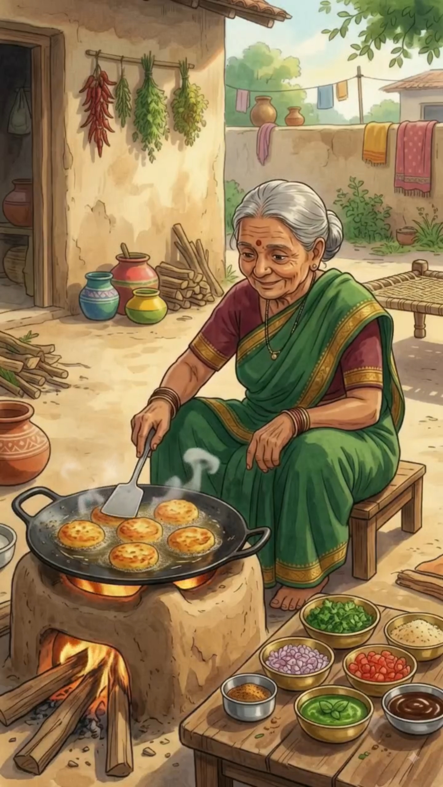 दादी ने चूल्हे पर बनाई चटपटी आलू टिक्की चाट 🥔🌶️😋 | गाँव का देसी स्वाद ❤️