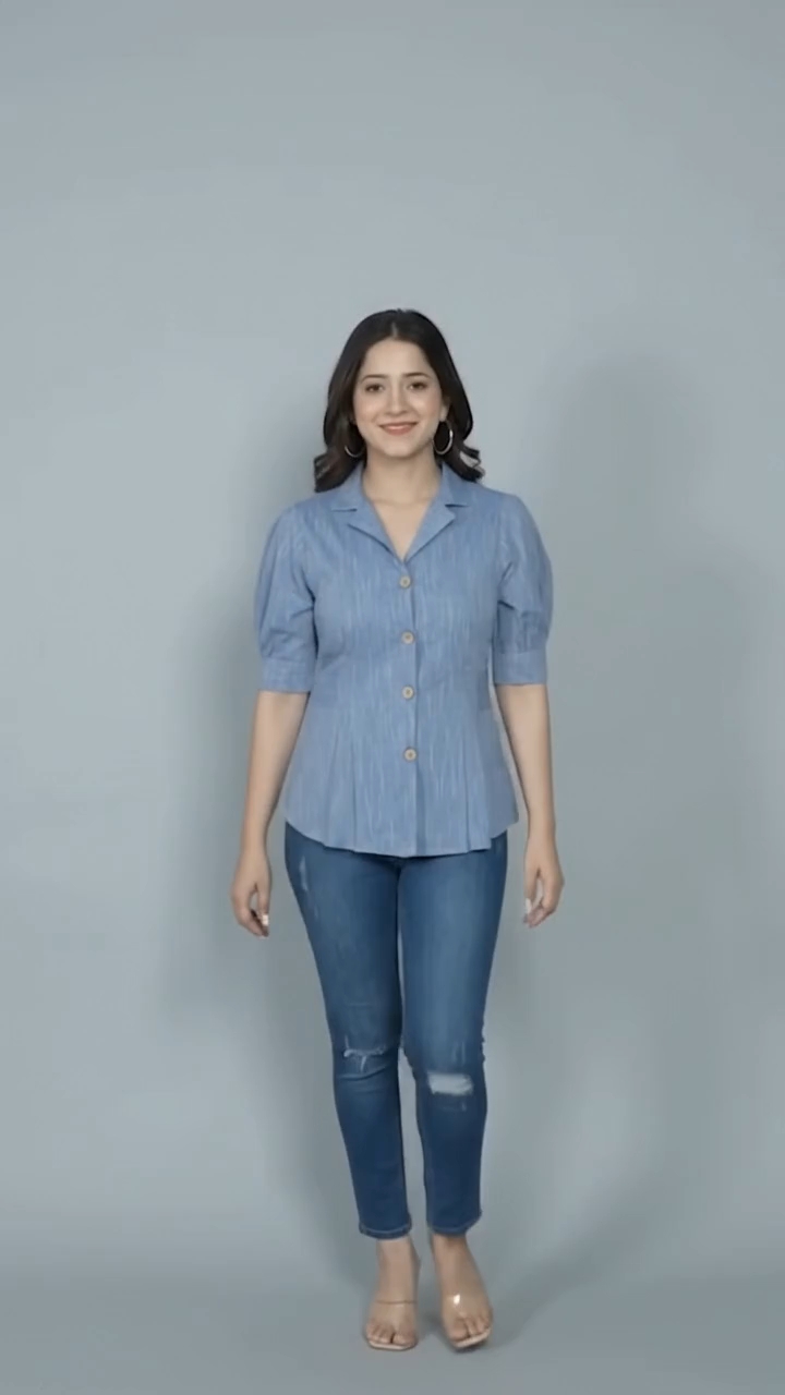 Trendy Denim Shirt Top | Stylish Look for Women#FashionTrends #WomensWear #DenimStyle