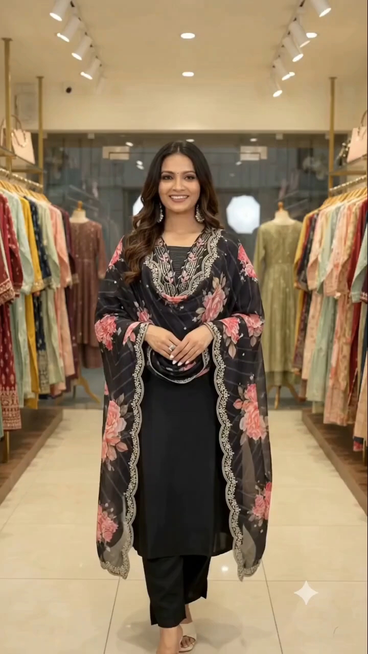 Gorgeous Black Suit Set! 🖤 Buy link in comments! #BlackSuit #EthnicWear #SuitSet #ShopNow