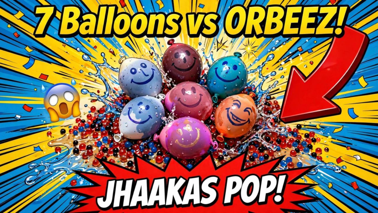 7 Balloon vs Orbeeze! Jhaakas pop challenge #Balloonpop