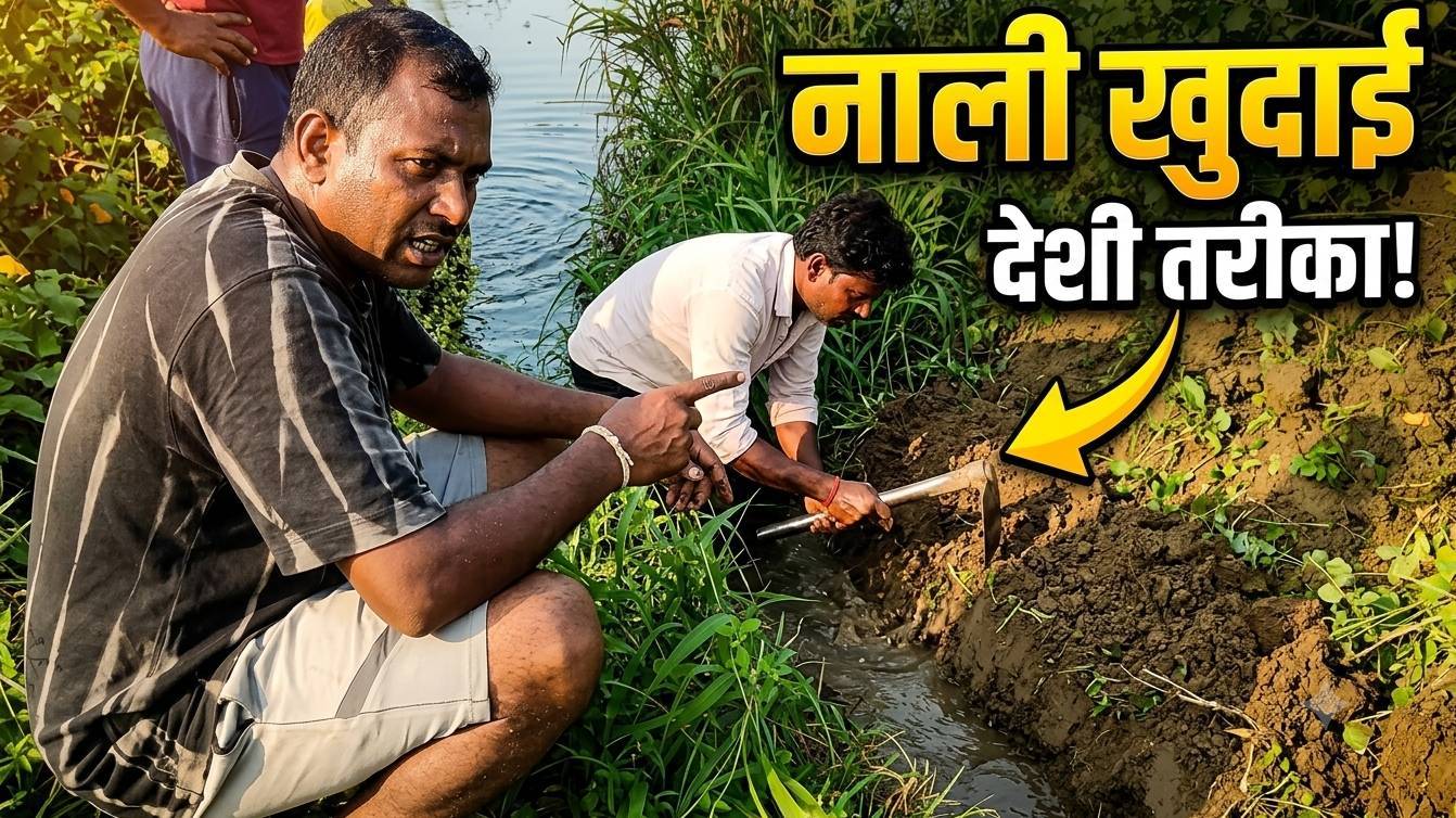 Khet sinchai ke liye talab se nali khudai ⛏️ खेत सिंचाई के लिए तालाब से नाली खुदाई