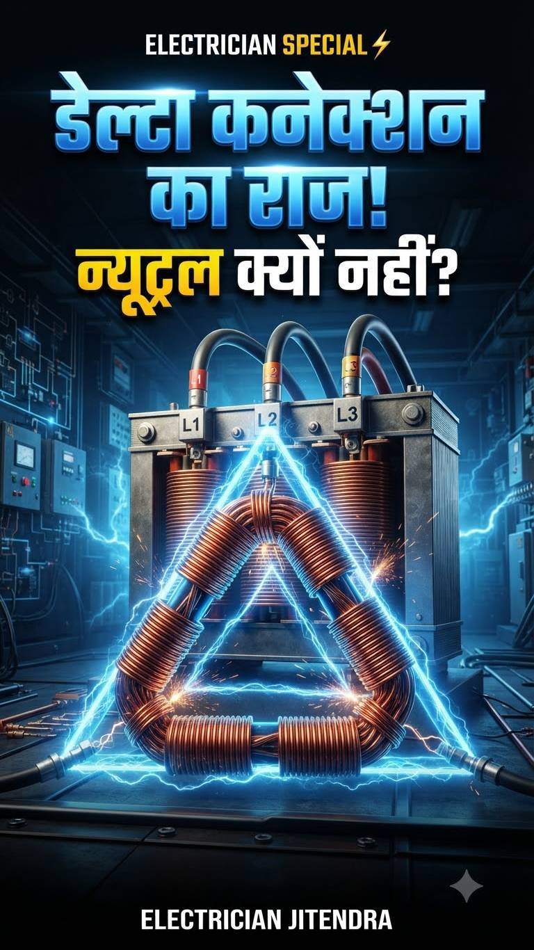 ⚡ डेल्टा कनेक्शन में न्यूट्रल क्यों नहीं होता? 😱 | Delta Connection Explained in Hindi #Shorts