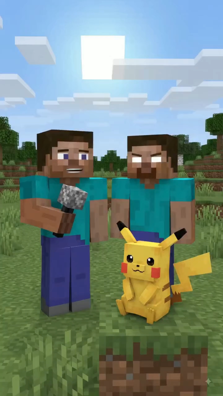 Jab Pikachu Pahucha Minecraft Me 🎙️🐭 #pikachu #herobrine #steve #minecraftsurvival #creator