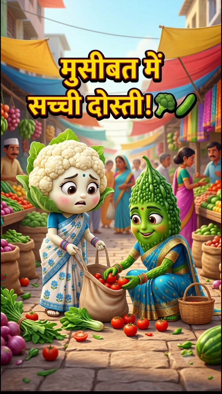 करेला और फूलगोभी की बाजार वाली प्यारी दोस्ती! 🥒🥦❤️️