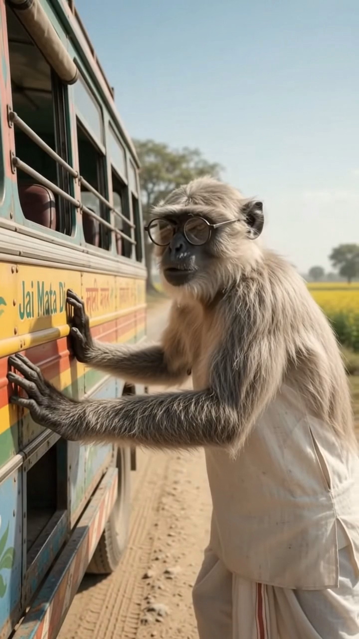 बस नहीं चलती तो हम चलाएँगे" 🙏🐒#panditjiaurgattu #monkeycomedy #aivideo #aigenerated