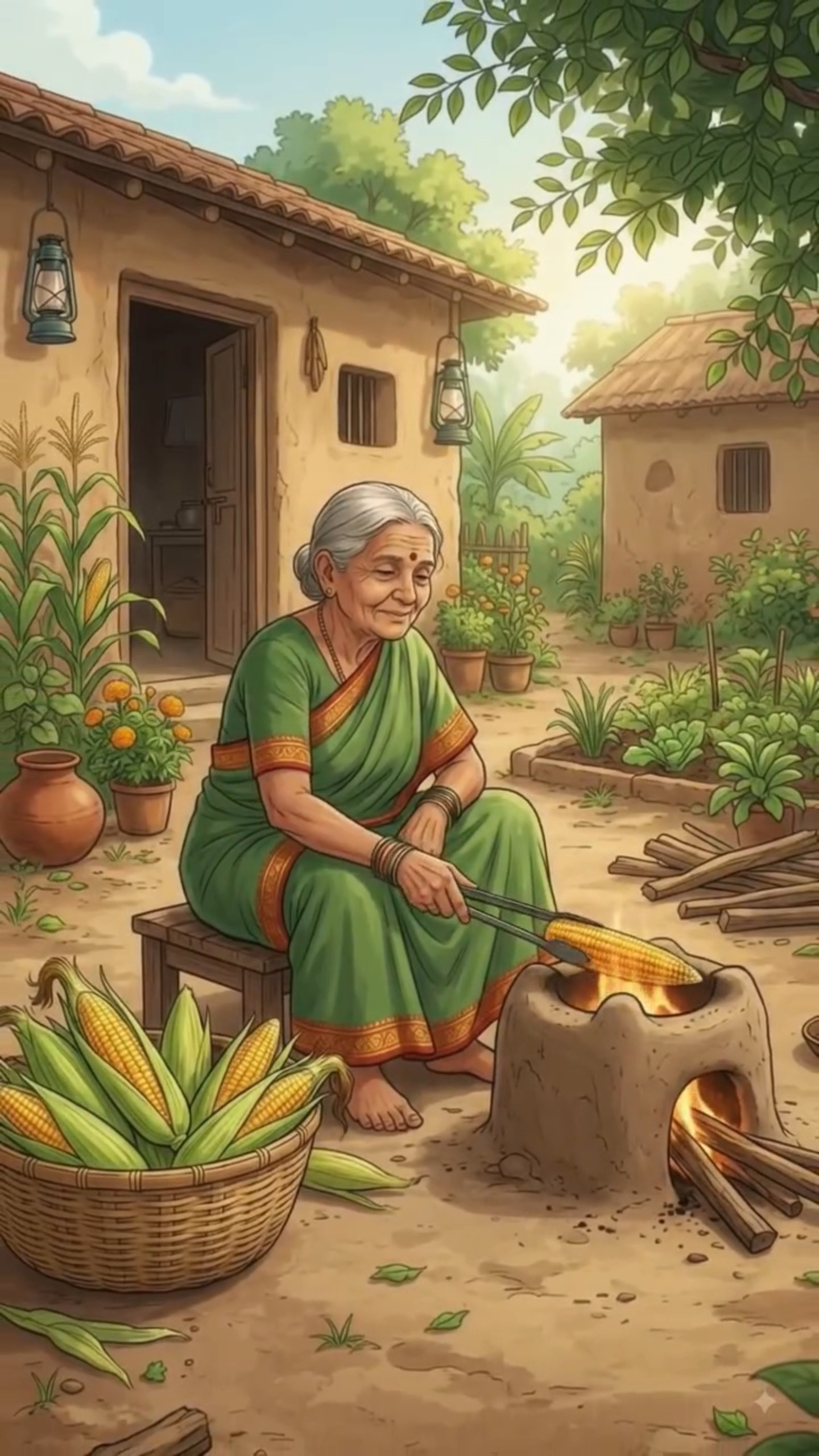 दादी ने चूल्हे पर बनाया मक्खन वाला भुट्टा 🌽🧈😋 | गाँव का देसी स्वाद ❤️