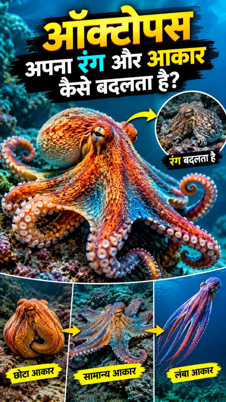 ऑक्टोपस रंग और आकार कैसे बदलता है? 🐙😱 #shorts