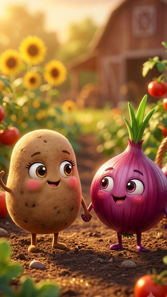 🥔 आलू ने बचाई प्याज की जान गुंडे बैंगन से 😱।
