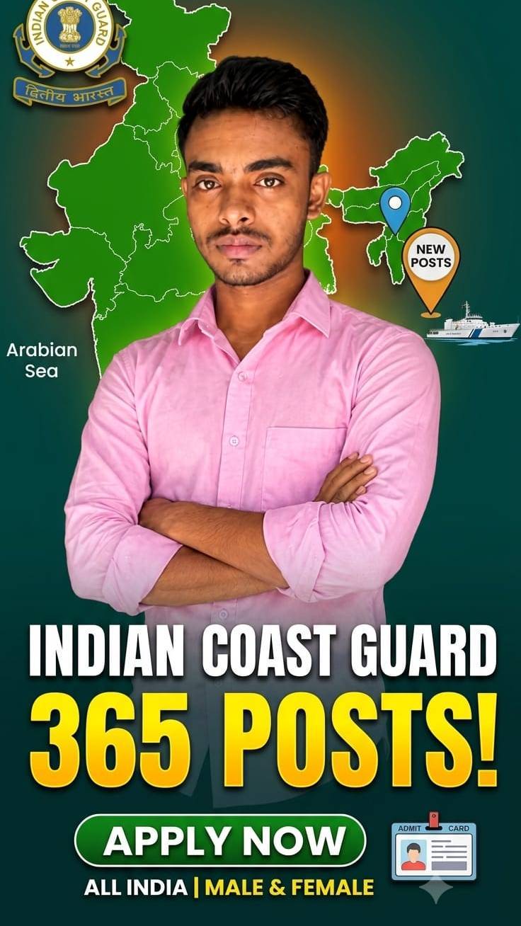 Indian Coast Guard Vacancy 2026 🔥 365 Posts Out | 10th 12th Pass Govt Job | Apply Online