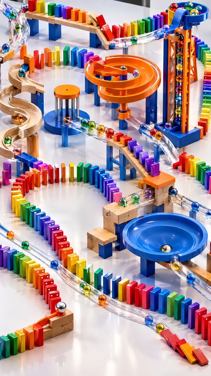 🌈 Ultimate Domino & Marble Run 🤯🎱 | Satisfying 3D Physics Simulation #Shorts #bideo #physics
