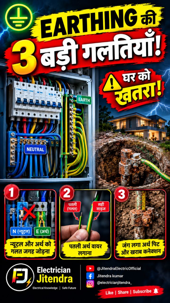 ⚠️ ग्राउंडिंग की 3 गलतियाँ जो आपके घर को खतरे में डाल सकती हैं! 😱 | Earthing Mistakes