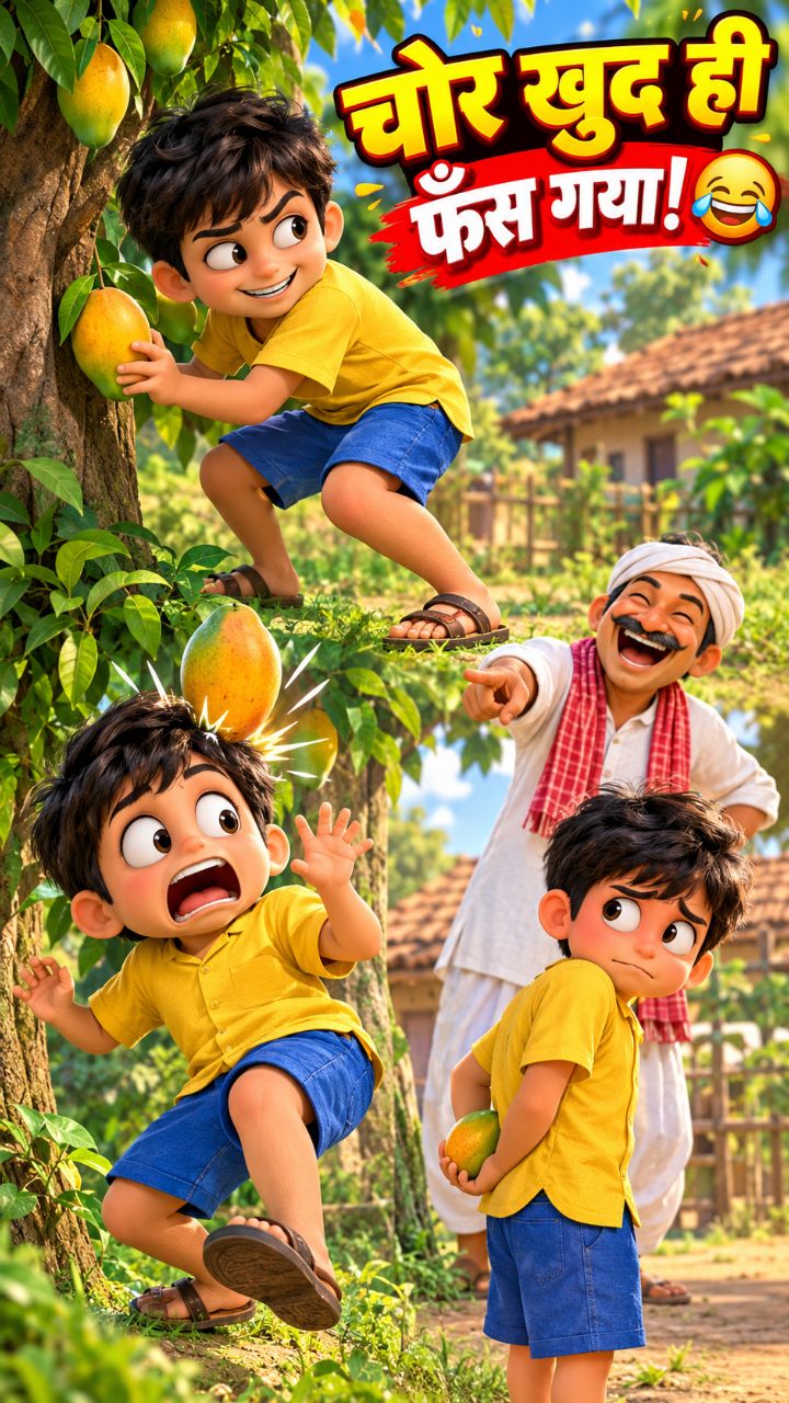 आम चुराने गया चोर खुद फँस गया 😂🥭