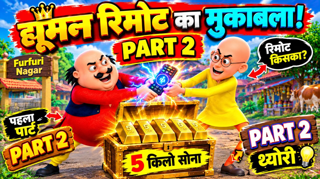 वीडियो का टाइटल: मोटू और पतलू जादुई रिमोट के लिए लड़ पड़े! 😂📱