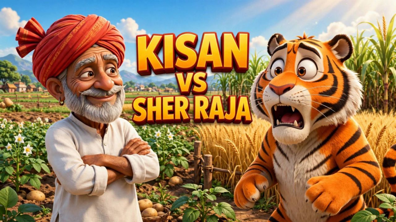Chalak Kisan ne Sher Raja ko 3 baar bewakoof banaya 😂 | Aloo Gehu Ganna Funny Story