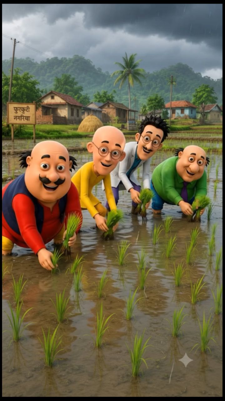 😂 मोटू पतलू बने किसान! 🌾 बारिश में धान की रोपाई करने पहुंचे 🤣
