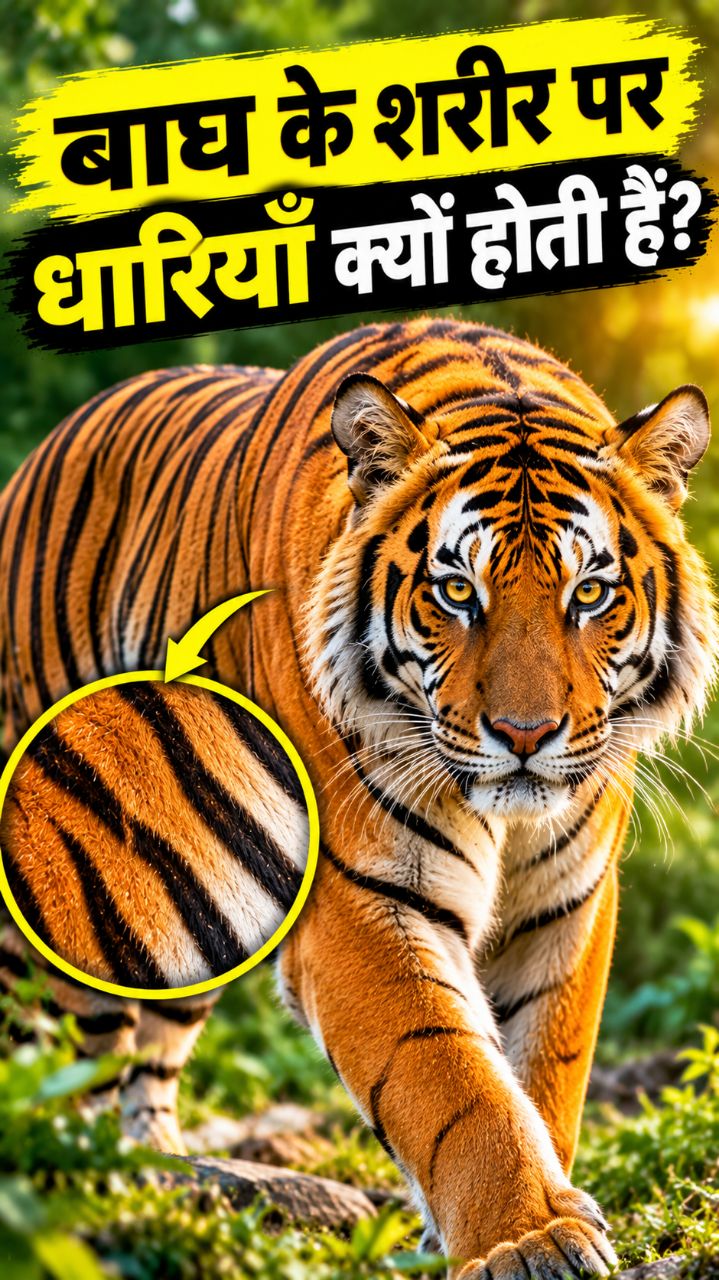 बाघ के शरीर पर धारियाँ क्यों होती हैं? 🐅😱 #shorts