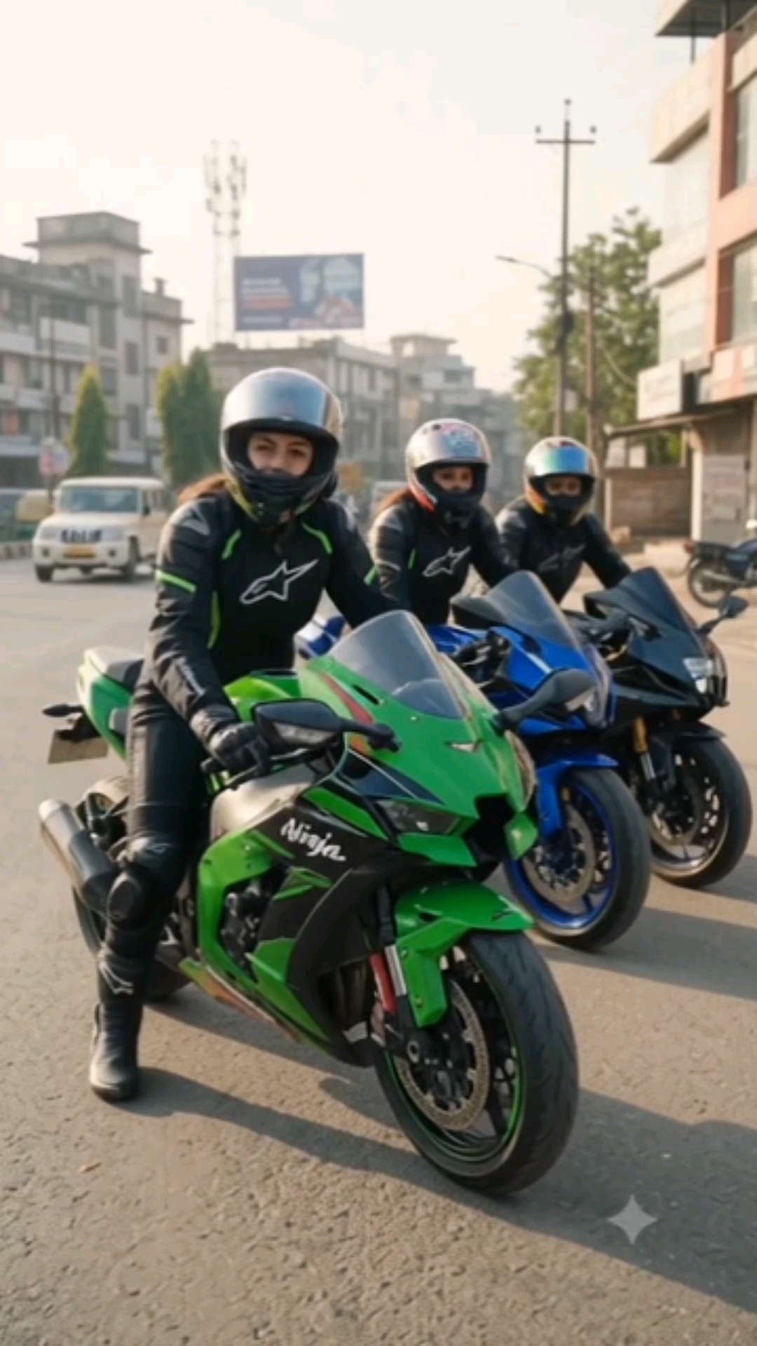 Green Ninja vs Blue Superbike 🏍️🔥 #Shorts