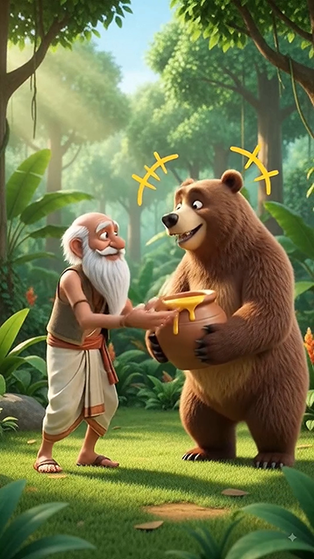 😂 बूढ़े बाबा और भालू की मजेदार कहानी 🐻🤣 | Hindi Funny Cartoon #Shorts