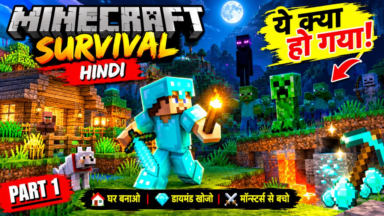 Minecraft survival Hindi Aaj game mein bahut Bal kam Ho Jaati Hai Sabse Uncha building
