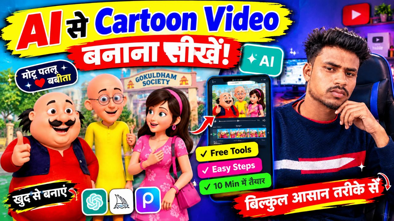 AI से Motu Patlu Cartoon Video कैसे बनाएं 😍 | Babita AI Cartoon Video Tutorial Hindi