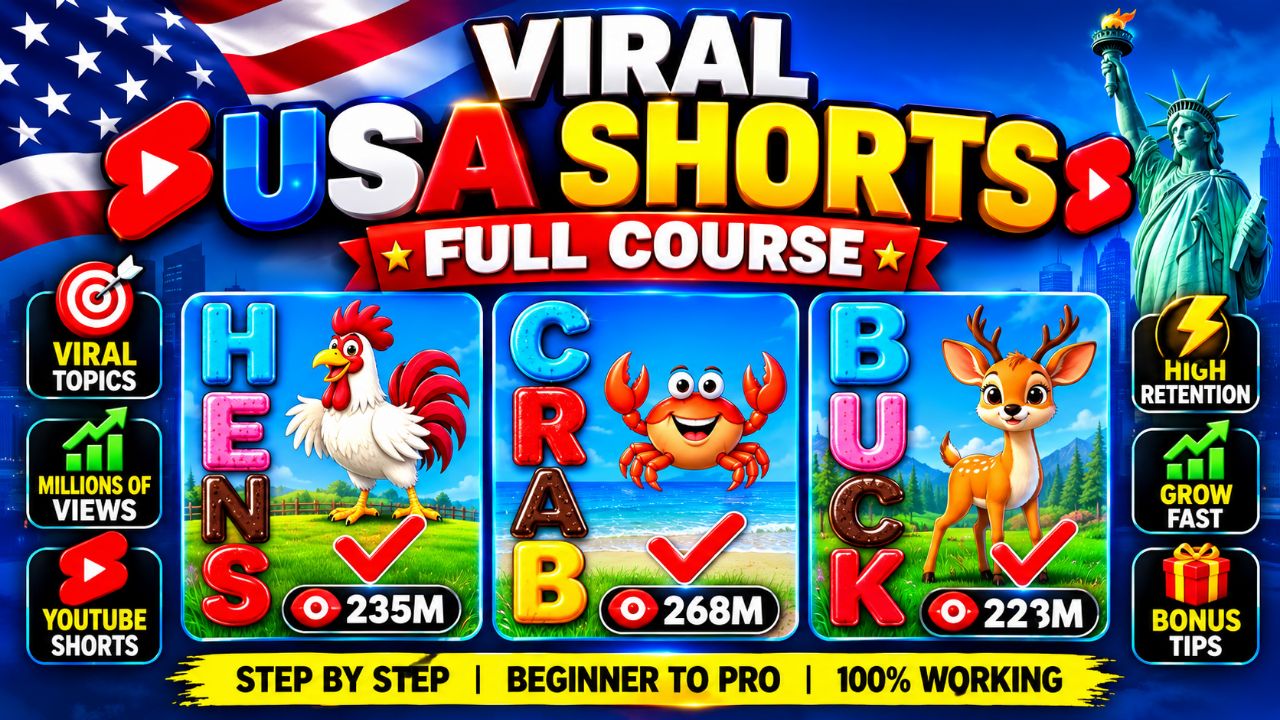 🇺🇸 Viral USA Shorts Full Course 🔥 | लाखों Views कैसे लाएं? | Complete Step-by-Step Guide #Shorts