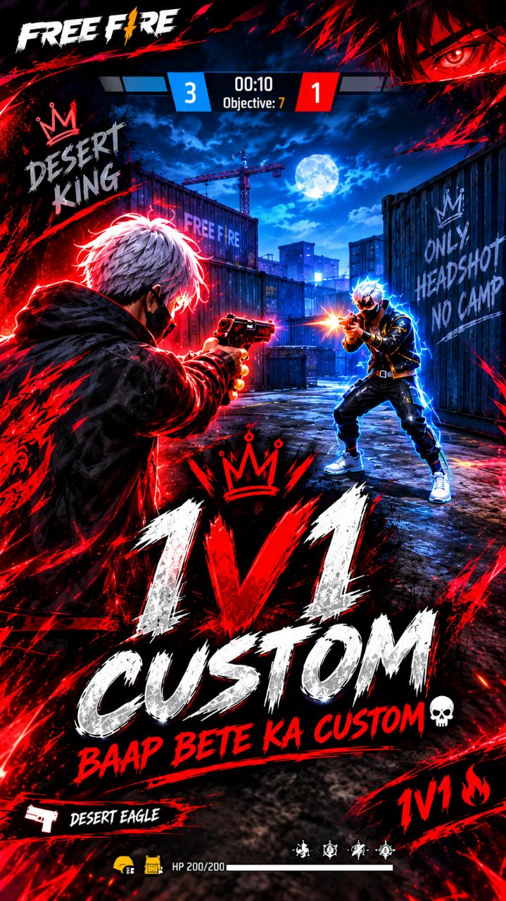 🔥 FREE FIRE 1V1 CUSTOM 💀 | BAAP BETE KA CUSTOM 👑