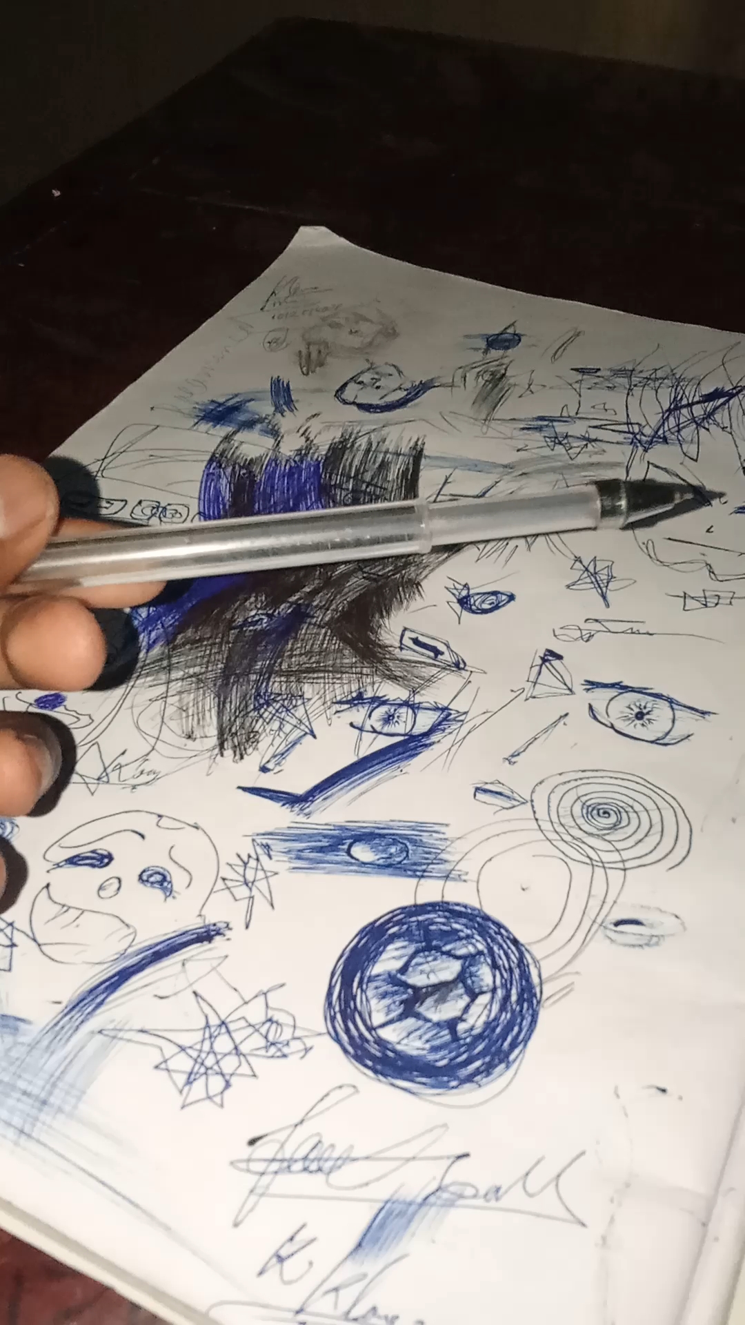 Realistic pen art 🎭🎨Angry Wolf Drawing with Blue Pen 🐺🔥 | Ball Pen Art #shorts